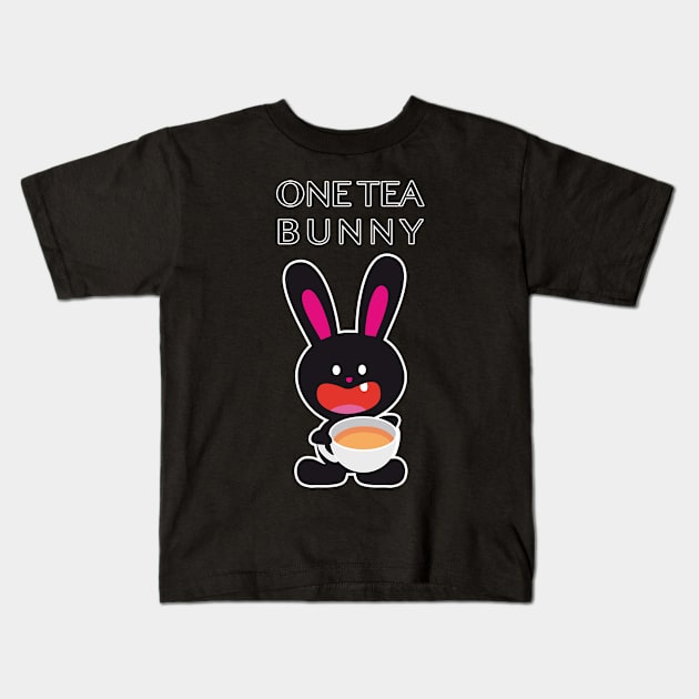 One Tooth Rabbit with Tea Kids T-Shirt by HappyGiftArt